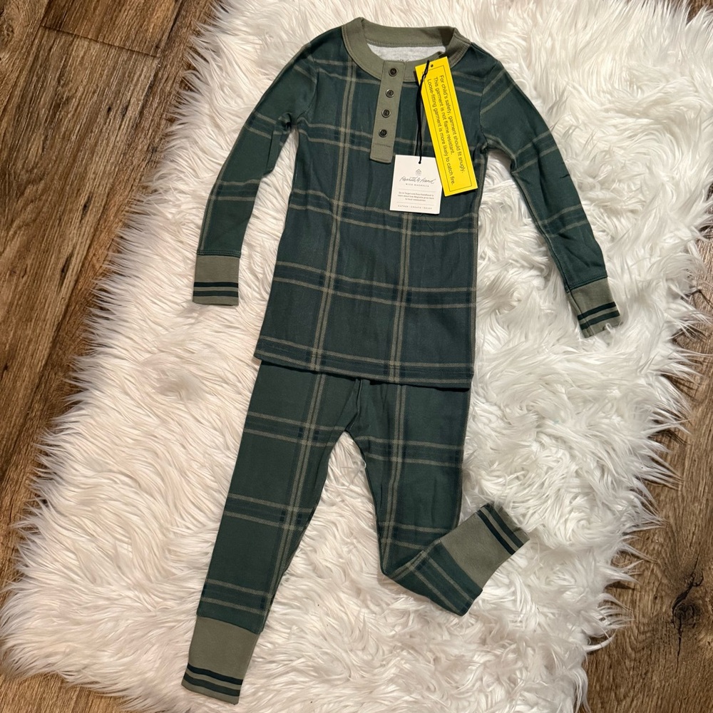 Hearth & Hand‎ Magnolia Toddler Boy Size 2T Pajama Set Green Plaid NEW